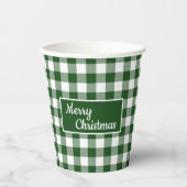 Vroege Kerst Groene Witte Buffalo Check Party Papieren Bekers (Voorkant)