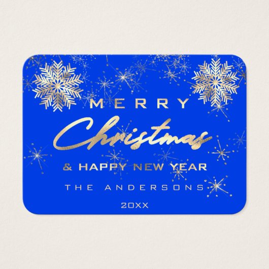 Vroege kerst Happy Holiday Naam Royal Blue Gold Visitekaartje (Voorkant)