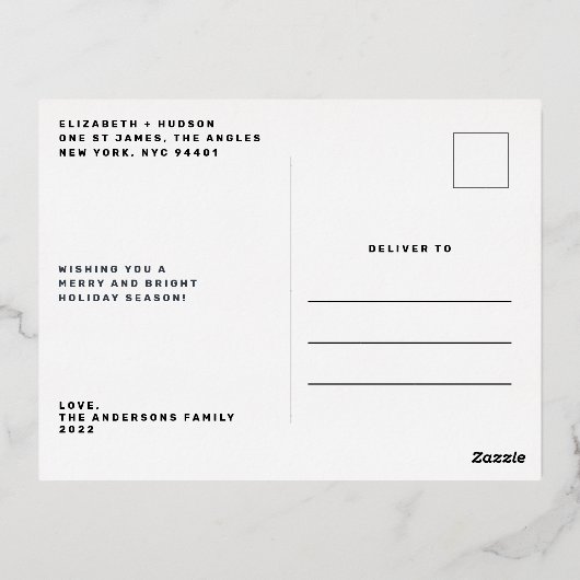 Vroege kerst Klassieke traditionele gouden foto Folie Feestdagen Briefkaart (Achterkant)