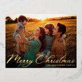 Vroege kerst Klassieke traditionele gouden foto Folie Feestdagen Briefkaart (Voorkant)