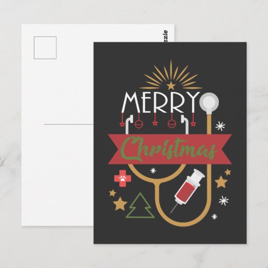 Vroege kerst Medische verpleegkundige Stethoscoop Briefkaart (Voorkant / Achterkant)