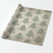 Vroege kerst met groene kerst met kerstbomen cadeaupapier (Uitgerold)