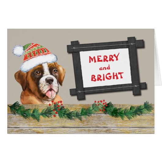 Vroege kerst met Merry en Bright Cute Boxer Dog (Voorkant Horizontaal)