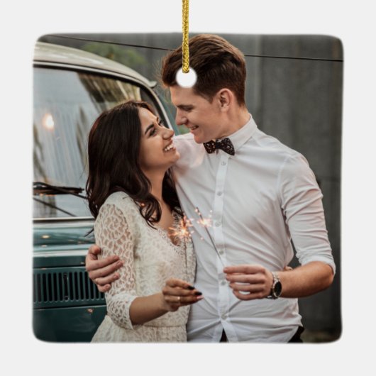 Vroege kerst met vrolijke kleuren keramisch ornament (Achterkant)