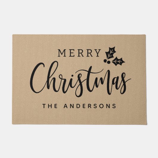 Vroege kerst Modern Manuscript Persoonlijke Holida Deurmat (Voorkant)
