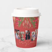 Vroege kerst Multi Foto Red Gold Holiday Party Papieren Bekers (Achterkant)