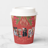 Vroege kerst Multi Foto Red Gold Holiday Party Papieren Bekers (Voorkant)