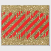 Vroege kerst - rode glitterstrip cadeaupapier (Vlak)