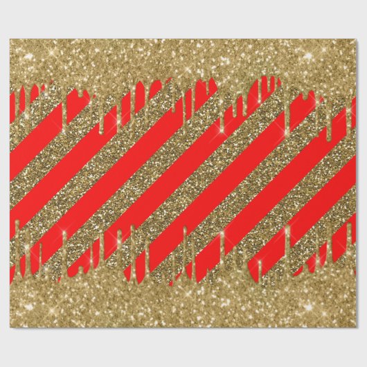 Vroege kerst - rode glitterstrip cadeaupapier (Vlak)