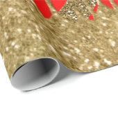 Vroege kerst - rode glitterstrip cadeaupapier (Rol Hoek)