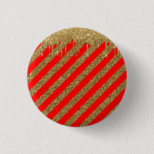 Vroege kerst - rode glitterstrip ronde button 3,2 cm