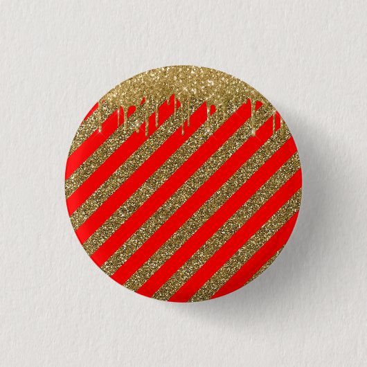 Vroege kerst - rode glitterstrip ronde button 3,2 cm (Voorkant)
