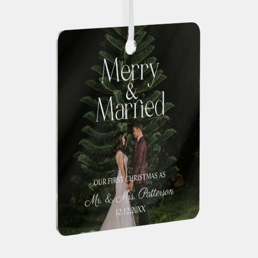 Vroege kerst van het huwelijk metalen ornament (Voorkant Rechts)