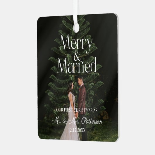 Vroege kerst van het huwelijk metalen ornament (Voorkant links)