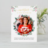 Vroege Kerst Zwangerschap Baby Goud onthullen Folie Feestdagenkaart (Staand Voorkant)