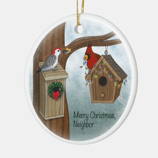 Vroege kerstak keramisch ornament (Links)