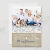 Vroege kerstakerstavond Rustic Burlap-fotokaart Feestdagenkaart (Voorkant)