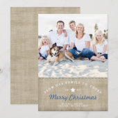 Vroege kerstakerstavond Rustic Burlap-fotokaart Feestdagenkaart (Voorkant / Achterkant)