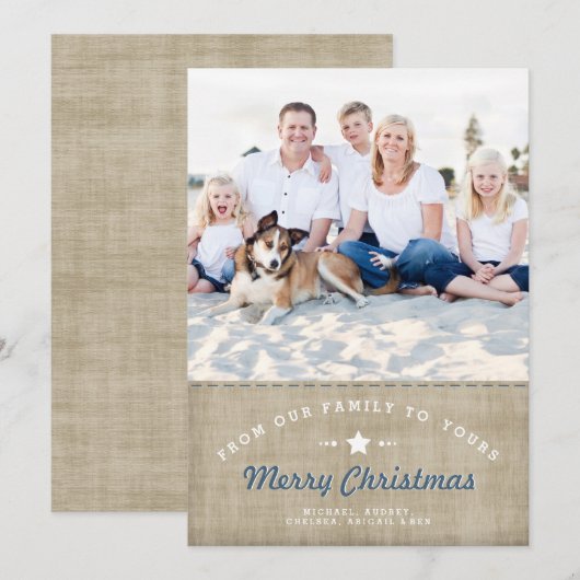 Vroege kerstakerstavond Rustic Burlap-fotokaart Feestdagenkaart (Voorkant / Achterkant)