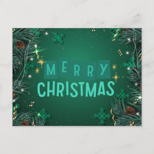 Vroege kerstaven voor groene sinaasappels en snowf feestdagenkaart