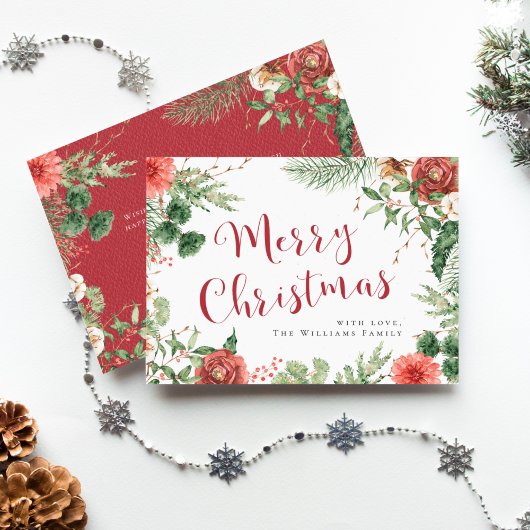 Vroege kerstavond Floral Holiday Card