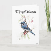 Vroege kerstblauwe Jay Holiday Card Kaart (Voorkant)