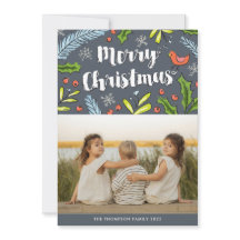 Vroege kerstblauwe Spruce-fotofeestkaart