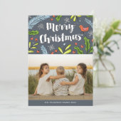 Vroege kerstblauwe Spruce-fotofeestkaart Feestdagenkaart (Staand voorkant)