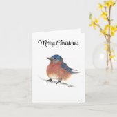 Vroege kerstblauwe vogelfeestkaart kaart (Gele Bloem)