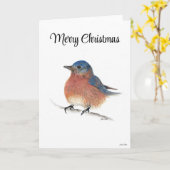 Vroege kerstblauwe vogelfeestkaart kaart (Gele Bloem)