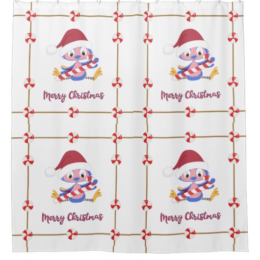 Vroege kerstblauwLijst Snoep Douchegordijn (Voorkant)
