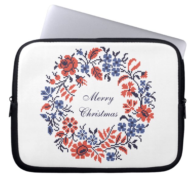 Vroege kerstbloemen laptop sleeve (Voorkant)