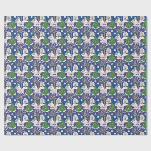 Vroege kerstbomen en moon cadeaupapier (Vlak)