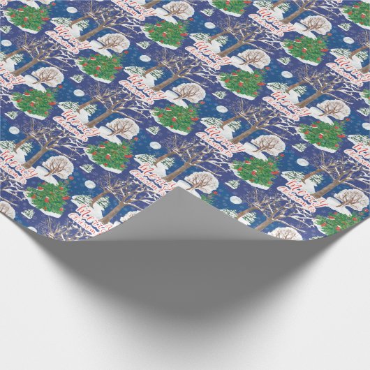 Vroege kerstbomen en moon cadeaupapier (Hoek)