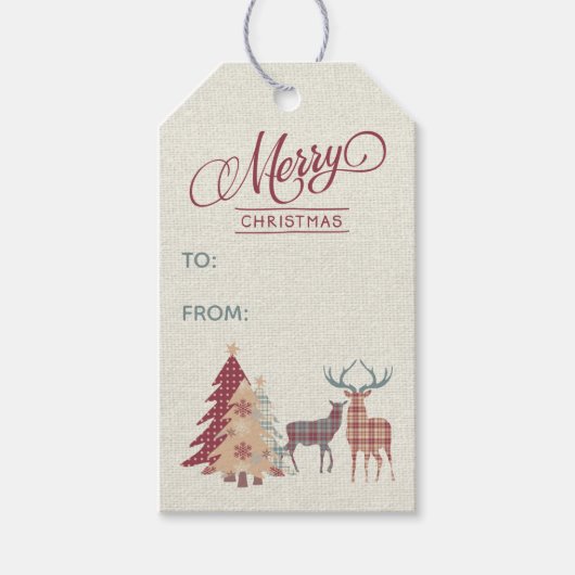 Vroege kerstbomen, Labels met deer Gift Cadeaulabel (Voorkant)