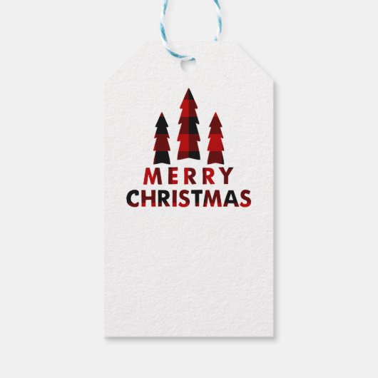 Vroege kerstbomen met feestelijke cadeaubeurs cadeaulabel (Achterkant)