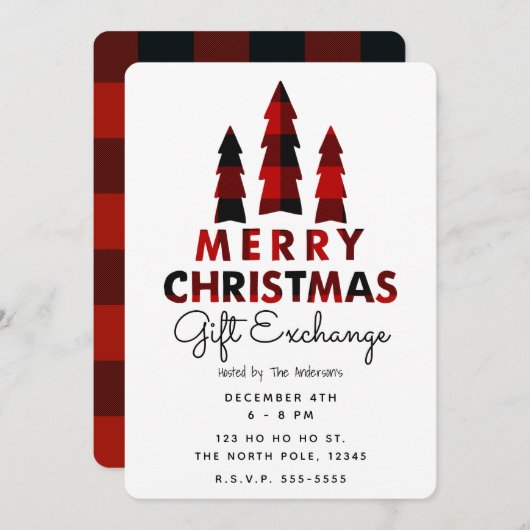 Vroege kerstbomen met feestelijke cadeaubeurs kaart (Voorkant / Achterkant)