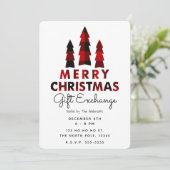 Vroege kerstbomen met feestelijke cadeaubeurs kaart (Staand voorkant)