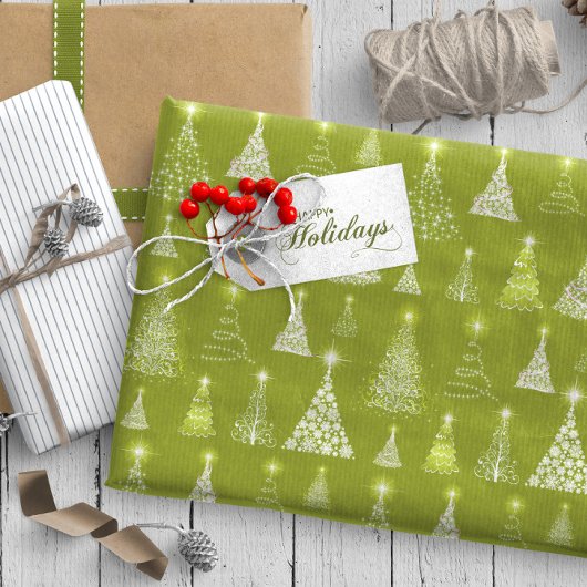 Vroege kerstbomen Pattern Green ID844 Cadeaupapier
