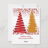 Vroege kerstbomen Rood en Golden Shine Holiday Feestdagenkaart (Achterkant)