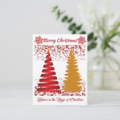 Vroege kerstbomen Rood en Golden Shine Holiday Feestdagenkaart (Staand voorkant)