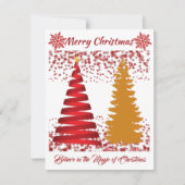 Vroege kerstbomen Rood en Golden Shine Holiday Feestdagenkaart (Voorkant)