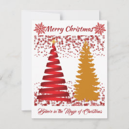 Vroege kerstbomen Rood en Golden Shine Holiday Feestdagenkaart