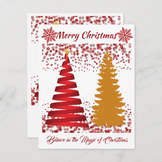Vroege kerstbomen Rood en Golden Shine Holiday Feestdagenkaart (Voorkant / Achterkant)