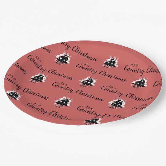 Vroege kerstbomen rood met ouderwetse kerstbomen papieren bordje (Gekanteld)