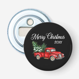 Vroege kerstboom Datum  Red Truck Black Button Flesopener