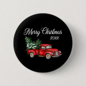 Vroege kerstboom Datum Red Truck Black Ronde Button 5,7 Cm (Voorkant)