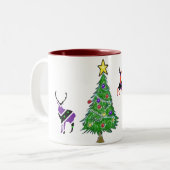 Vroege kerstboom Deer Santa Holiday Tweekleurige Koffiemok (Voorkant links)