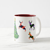 Vroege kerstboom Deer Santa Holiday Tweekleurige Koffiemok (Voorkant rechts)