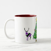 Vroege kerstboom Deer Santa Holiday Tweekleurige Koffiemok (Links)